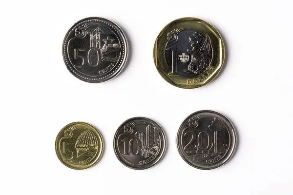 Samling Mynt Från Singapore — Stockfoto