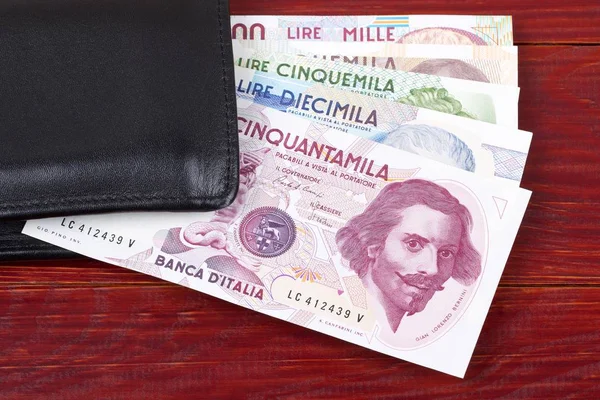 Dinero Italia Cartera Negra — Foto de Stock