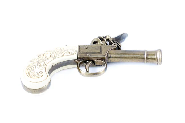 Старая Пушка Белом Фоне — стоковое фото