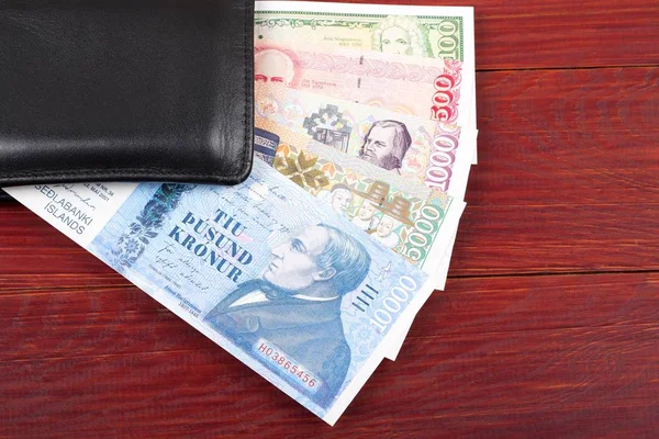 İzlanda para siyah cüzdan 