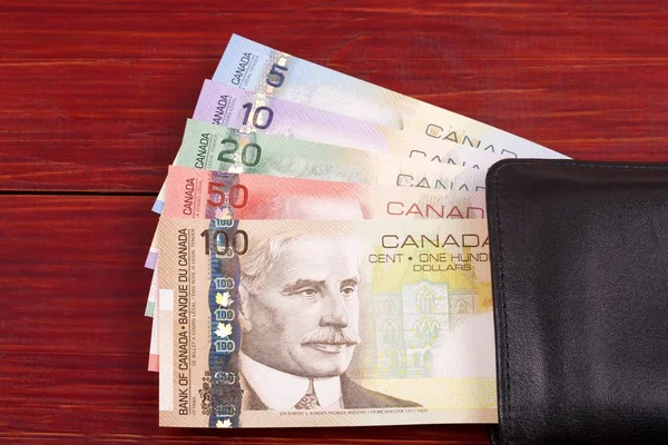 Dinero Canadiense Cartera Negra — Foto de Stock
