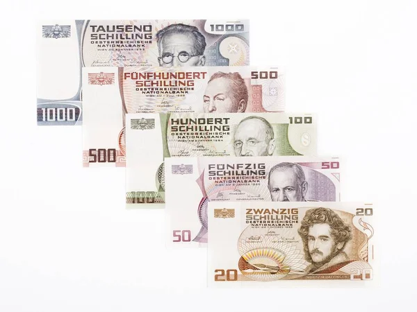 Rakouských Šilinků Plná Sada Peníze Rakouska — Stock fotografie