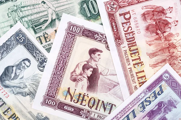Old Albanian Leke Business Background Money Albania — Stock Photo, Image