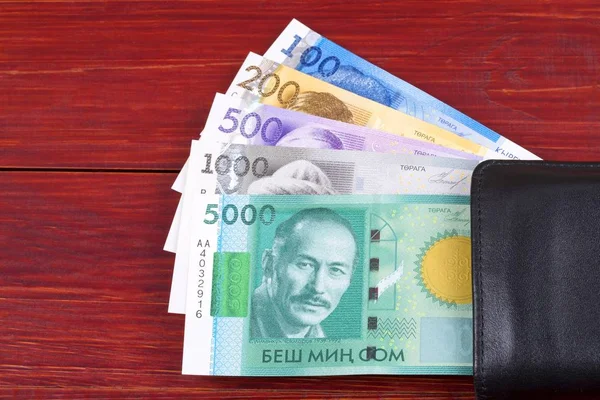 Dinero Kirguistán Cartera Negra — Foto de Stock