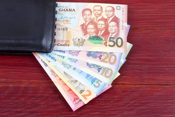 Geld Aus Ghana Der Schwarzen Brieftasche — Stockfoto