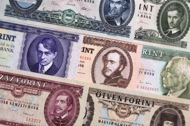 Macar Forint, Macaristan'dan eski para ile bir arka plan 