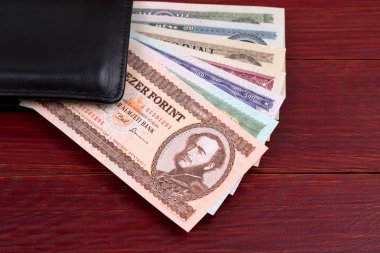 M-cüzdanda bulunan siyah Macar Forint 