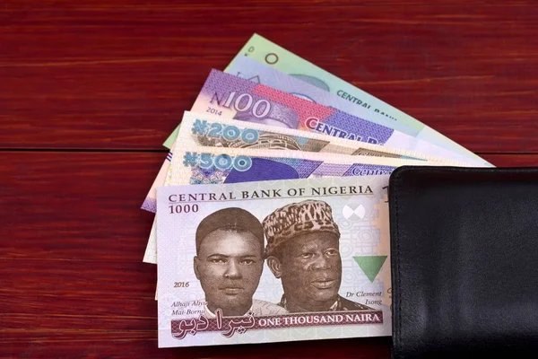 Nigeriano Naira Carteira Preta — Fotografia de Stock