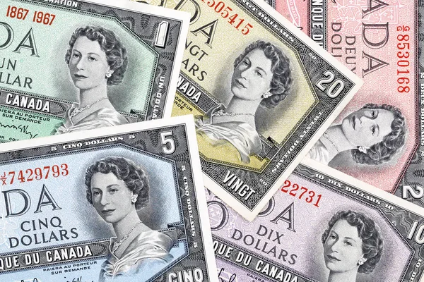 Old Canadian Dollars Business Background — Stock Photo, Image