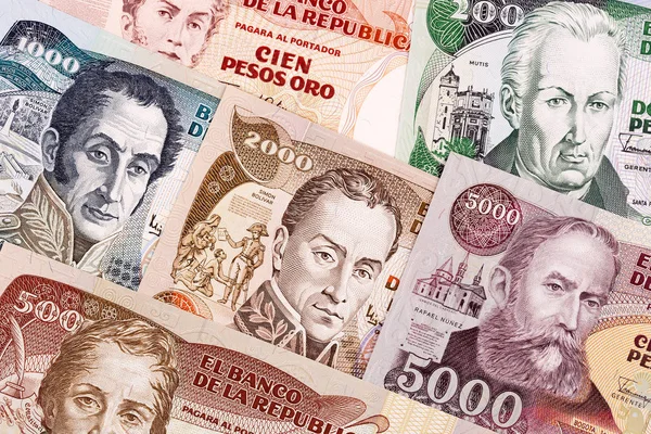 Oude Colombiaanse Peso Een Achtergrond — Stockfoto