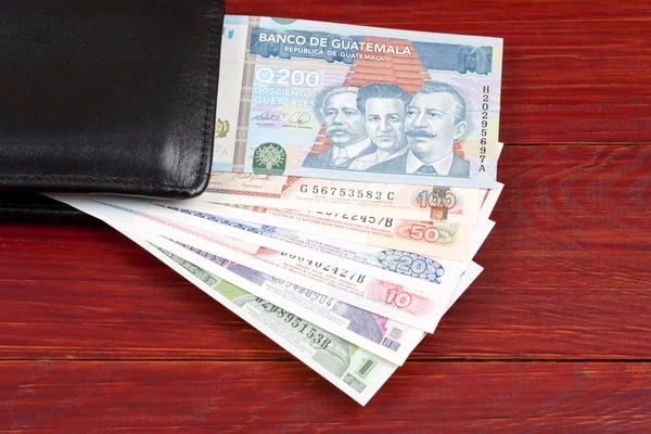 Dinero Guatemalteco Cartera Negra — Foto de Stock