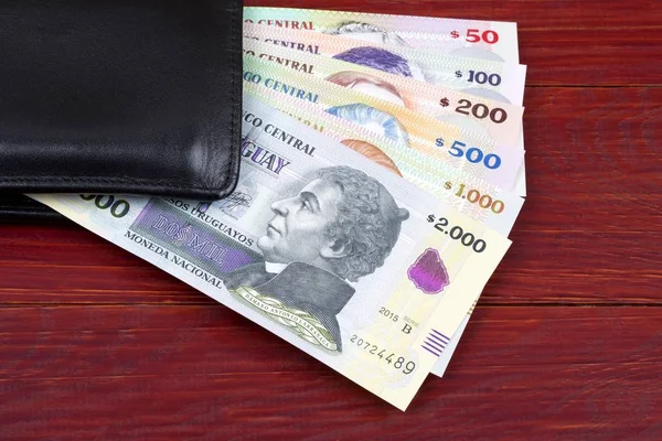 Dinero Uruguayo Cartera Negra — Foto de Stock