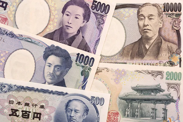 日本货币的商业背景 — 图库照片