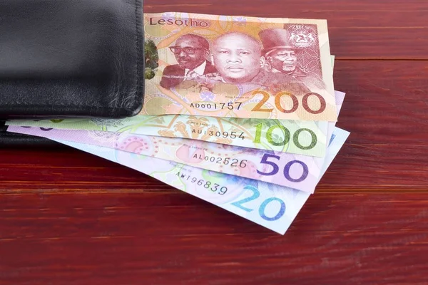 Geld Aus Lesotho Schwarzen Portemonnaie — Stockfoto