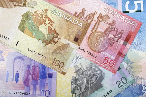 Dólares Canadenses Lado Inverso Contexto Negócios — Fotografia de Stock