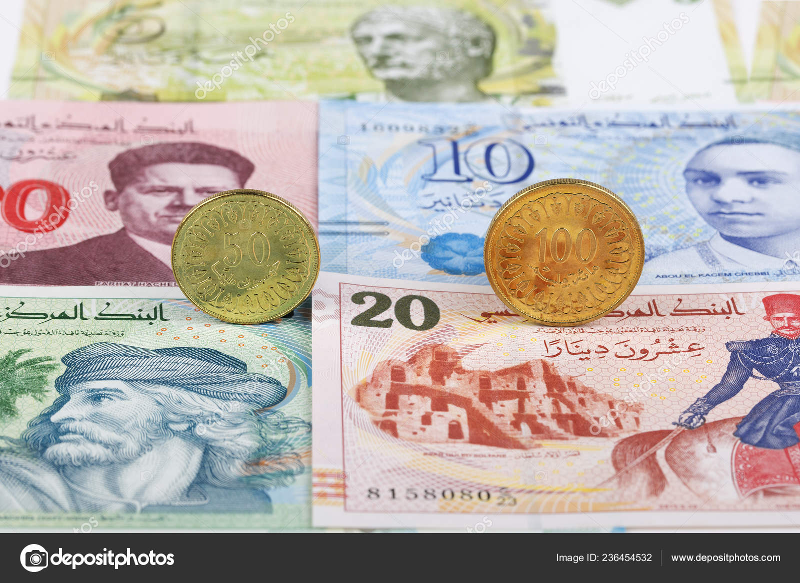 Tunisian Dinar Coins Background Banknotes Stock Photo By C Johan10 236454532