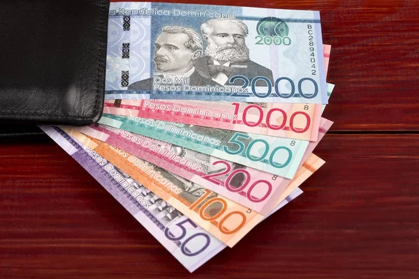 Pesos Dominicanos Billetera Negra — Foto de Stock