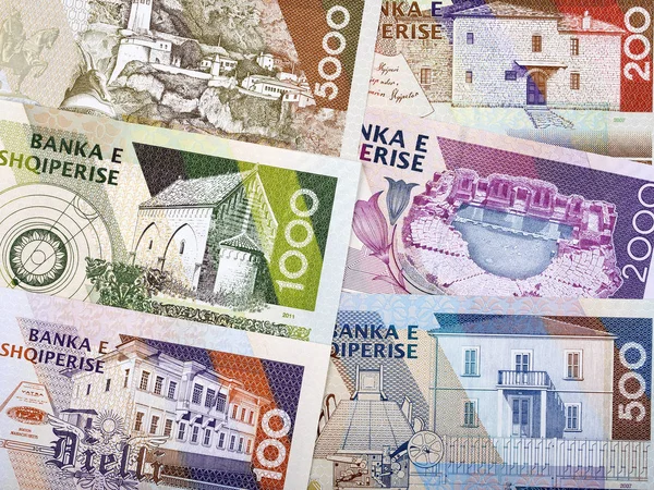 Albanees Geld Reverse Side Een Zakelijke Achtergrond — Stockfoto