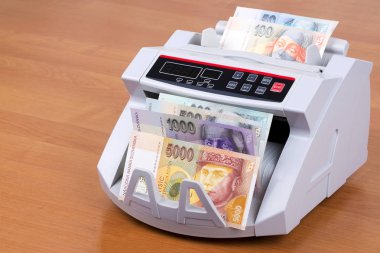 Bir sayma makinesinde Slovak parası 