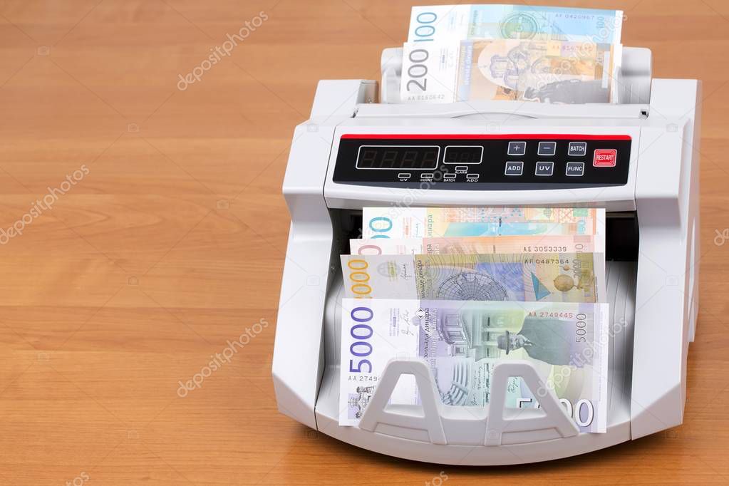 Serbian dinars in a counting machine