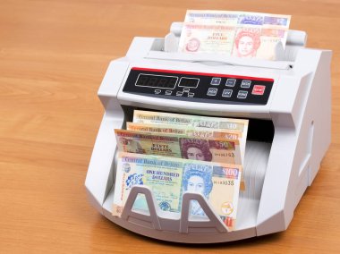 Bir sayma makinesinde Belize'den para