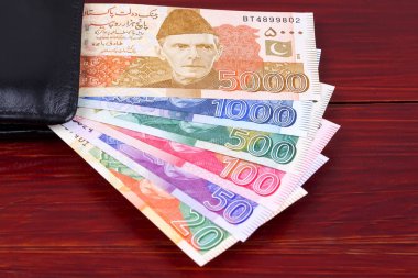 Siyah cüzdanda Pakistan Rupisi