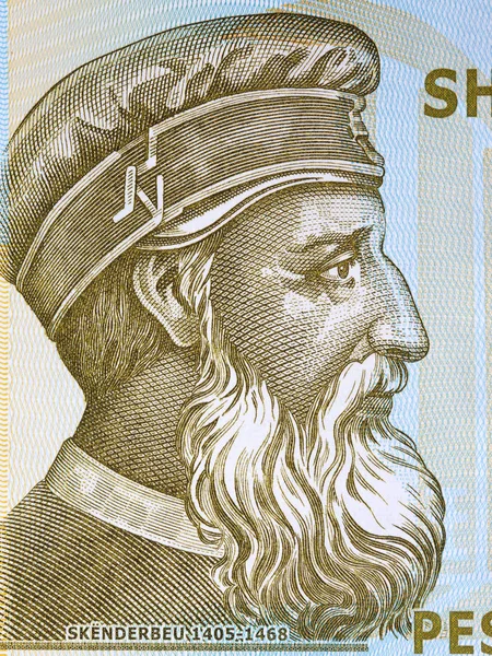 Gjergj Kastrioti Skanderbeg Retrato Dinheiro Albanês — Fotografia de Stock