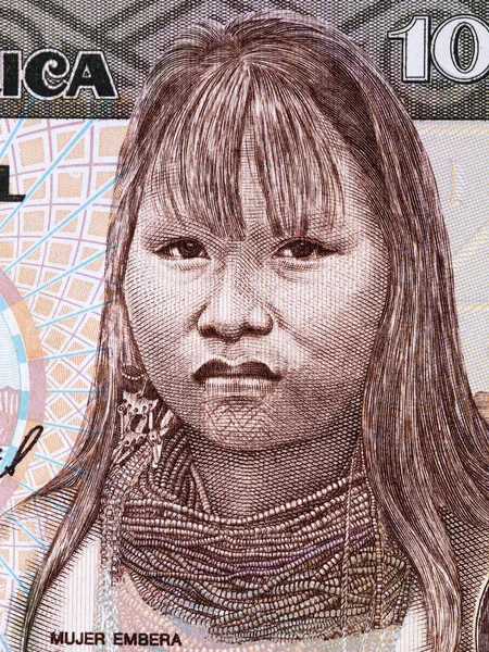 Mujer Embera Ett Porträtt Colombianska Pengar — Stockfoto