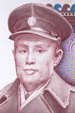 General Aung San Birmanya parasından bir portre