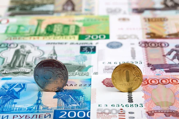Moedas Russas Rublo Contexto Dinheiro — Fotografia de Stock