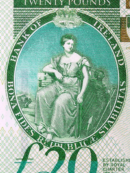 Bankovní Pečeť Sedící Ženou Portrét Peněz Severního Irska — Stock fotografie