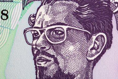 Carlos Fonseca Amador Nikaragua parasının yakın plan portresi