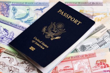 Belizean parasıyla Amerikan pasaportu - dolar