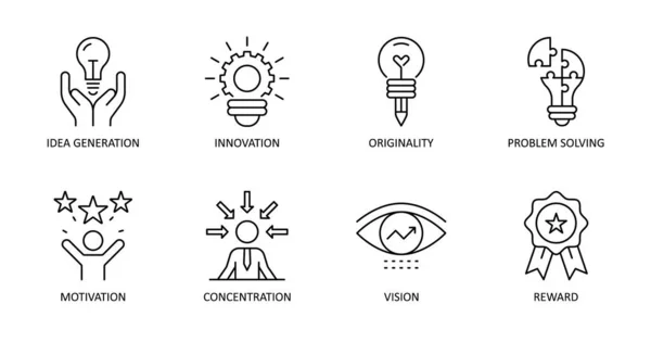 Ikon Vektor Kreativitas Stroke Yang Dapat Diedit Pembuatan Ide Konsentrasi - Stok Vektor