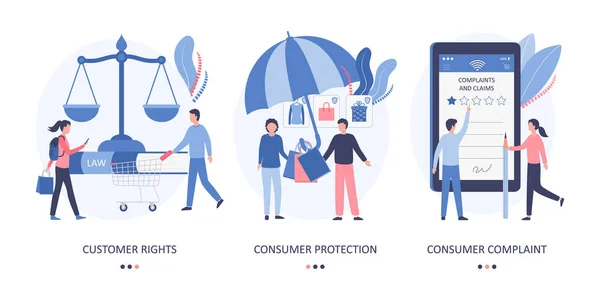소비자 소비자 보호법 제품이나 서비스에 부정적 피드백의 정의의 온라인 Illustr — 스톡 벡터