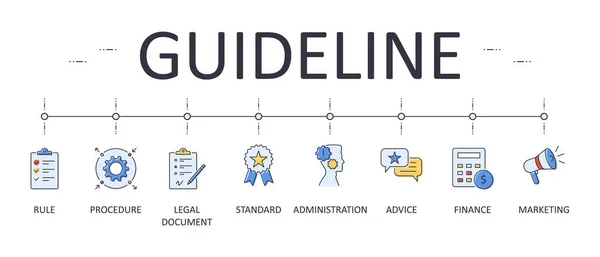 Vector Banner Richtsnoer Bewerkbare Schema Infographics Pictogrammen Juridisch Document Financiën — Stockvector