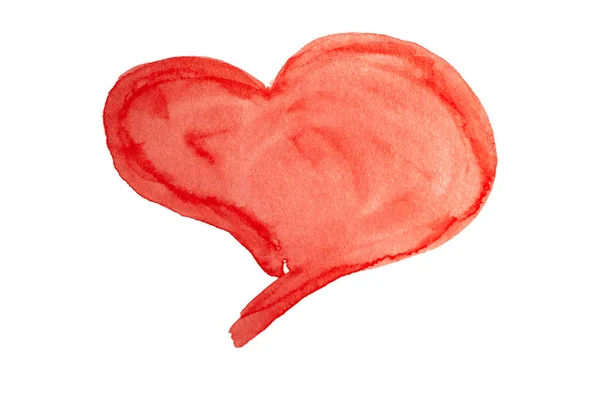 Coeur rouge Fond dessiné à la main. Isolé. Aquarelle tache de brosse — Photo