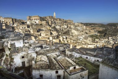Eski Matera, Basilicata, İtalya 'nın mimarisi.