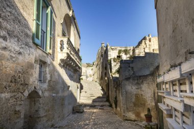 Eski Matera, Basilicata, İtalya 'nın mimarisi.