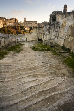 Eski Matera, Basilicata, İtalya 'nın mimarisi.