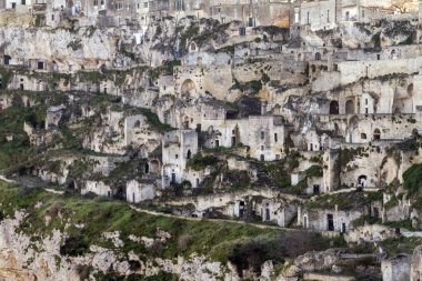 Eski Matera, Basilicata, İtalya 'nın mimarisi.