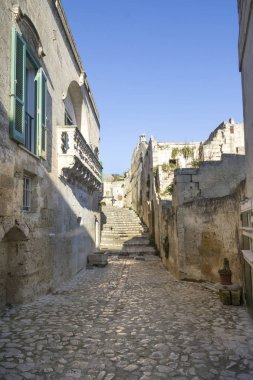 Eski Matera, Basilicata, İtalya 'nın mimarisi.