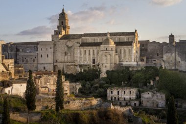 Eski Matera, Basilicata, İtalya 'nın mimarisi.