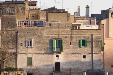 Eski Matera, Basilicata, İtalya 'nın mimarisi.
