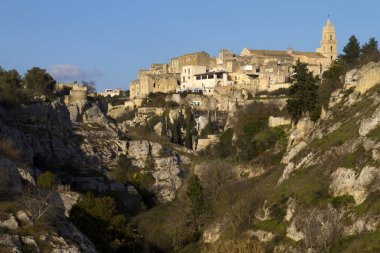 Eski Matera, Basilicata, İtalya 'nın mimarisi.