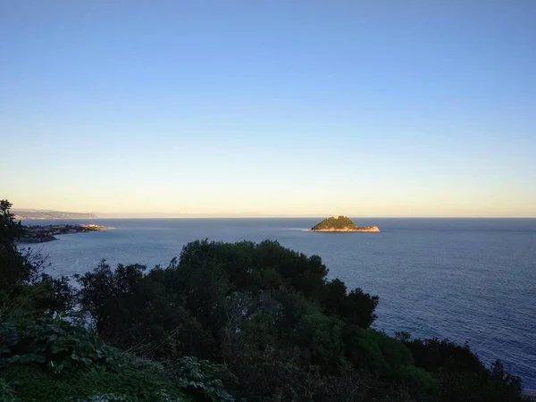 Paesaggio Marino Visto Collina Pieno Sole Italia — Foto Stock