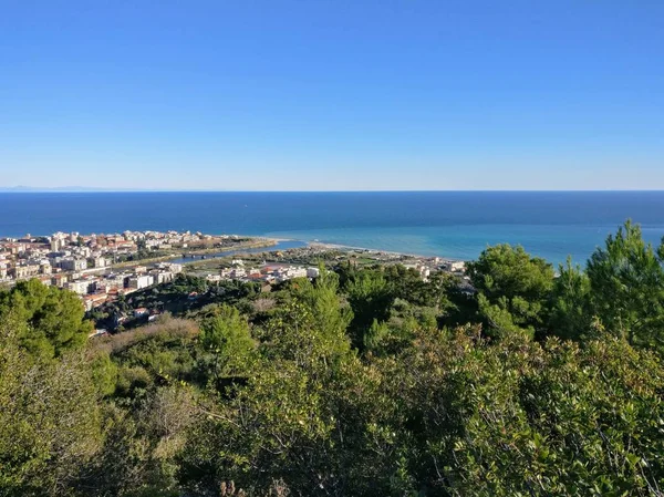 Seascape Viewed Hill Sunny Daytime Italy — Stock Photo, Image