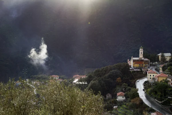 Luftaufnahme Von Häusern Den Bergen — Stockfoto