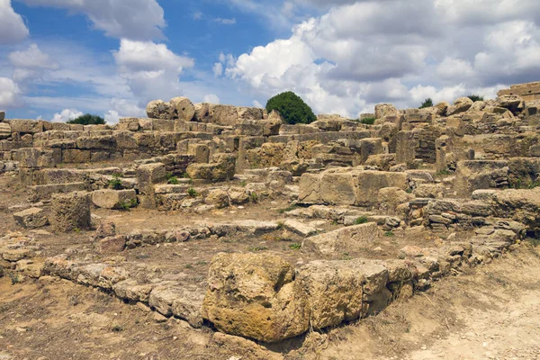 Antiguas Ruinas Del Templo Piedra Naturaleza Vista Desde Ciudad Segesta — Foto de Stock