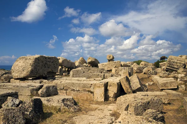 Antiguas Ruinas Del Templo Piedra Naturaleza Vista Desde Ciudad Segesta — Foto de Stock